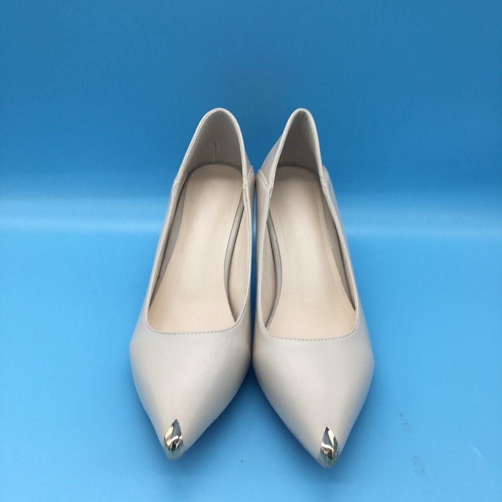 Whtie Pointed Toe Pumps Mid Heel Stilettos Sexy Slip On Office Dress Shoe